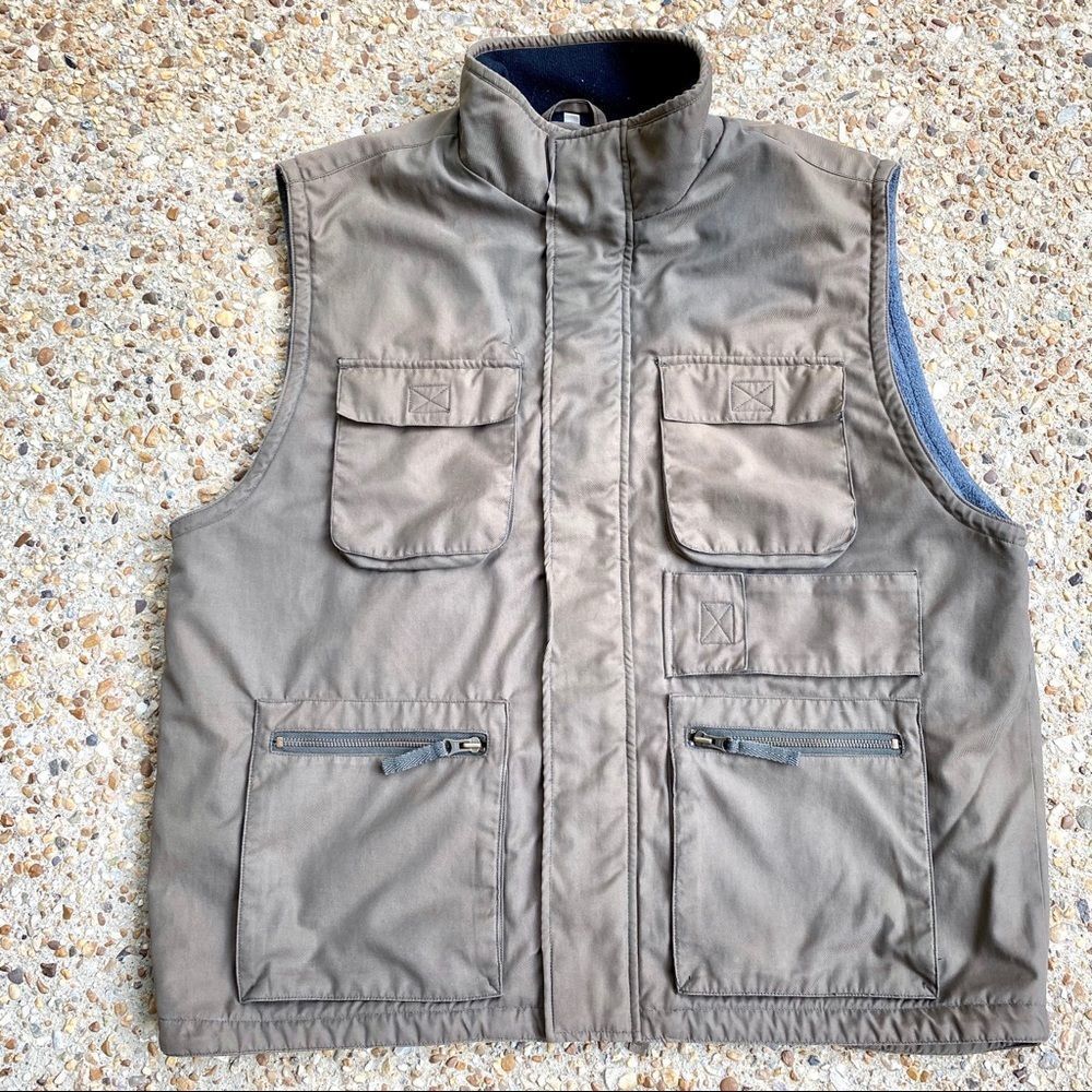 Fieldmaster Outdoor Fishing Hunting Utility Khaki Safari Vest Size L
